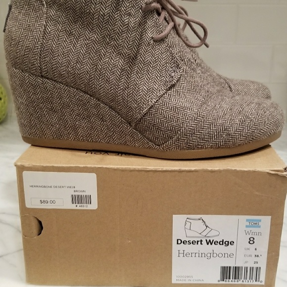 toms herringbone wedge bootie